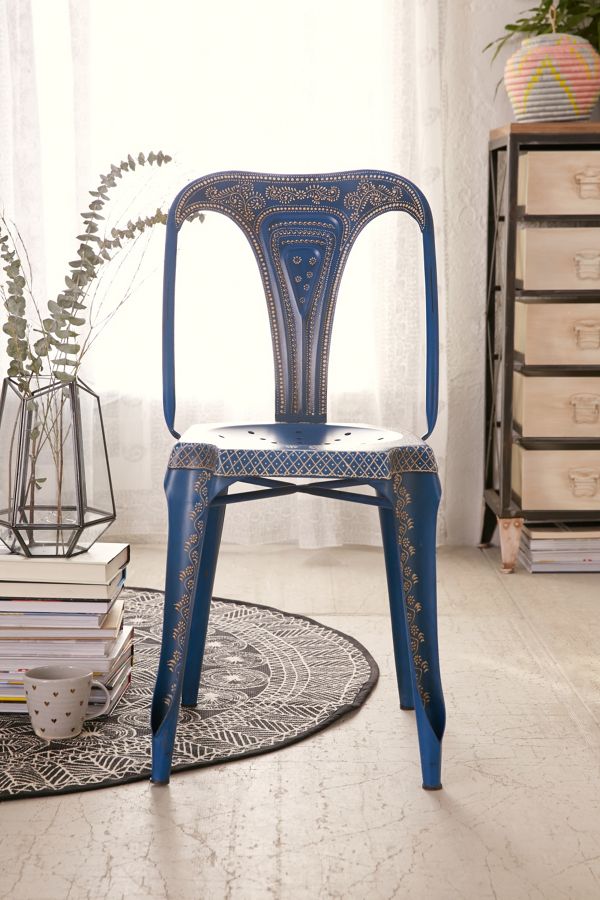 Painted Industrial Chair Blue Urban Outfitters
