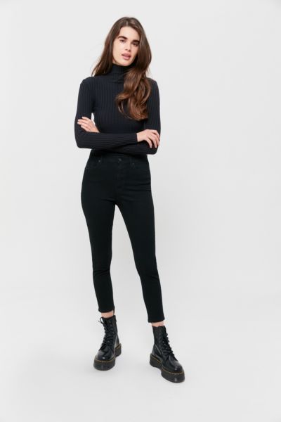 high waisted black ankle grazer jeans