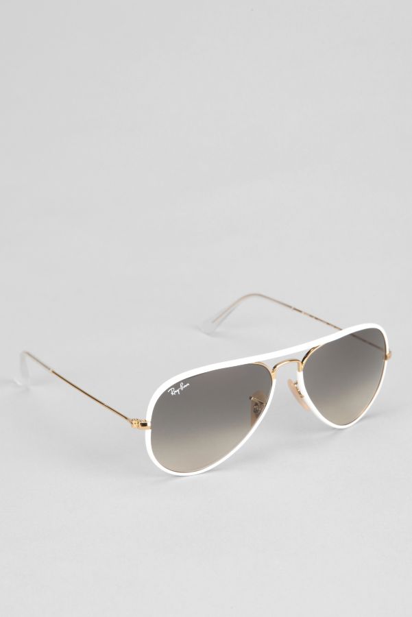 Ray Ban Original Gold Lens White Aviator Sunglasses Urban Outfitters