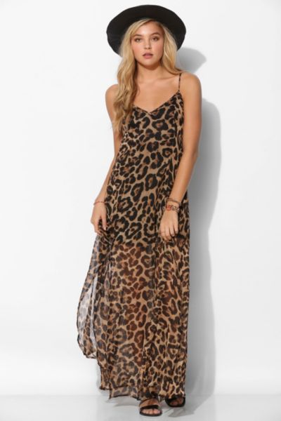 leopard print chiffon maxi dress