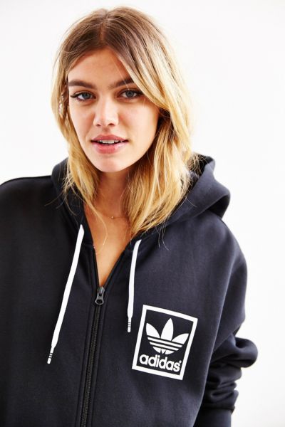 adidas trefoil hoodie zip up