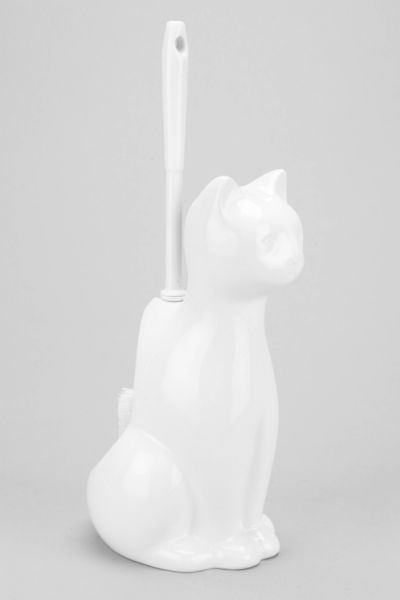 toilet brush holder ceramic cat