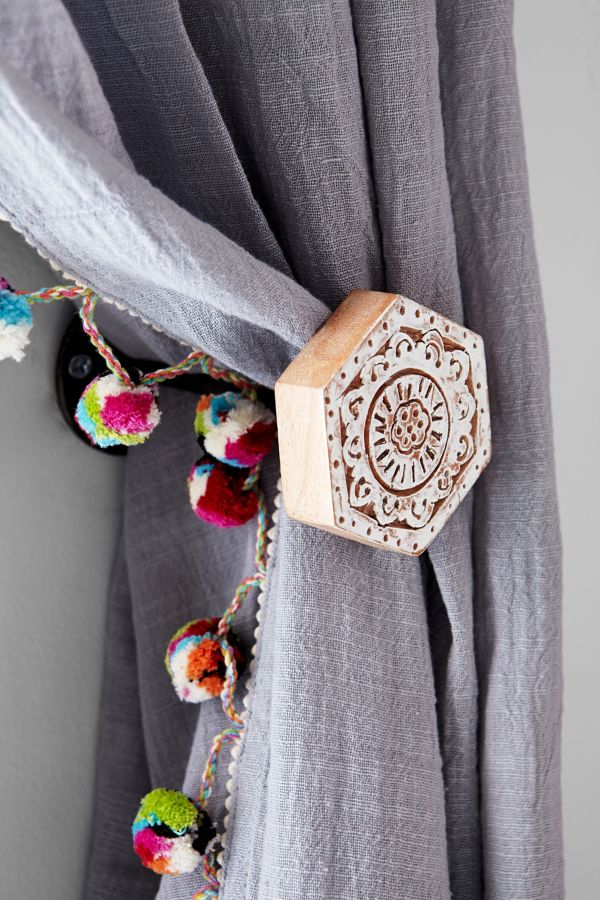 Plum Bow Woodblock Hexagon Curtain Tie Back Urban Outfitters