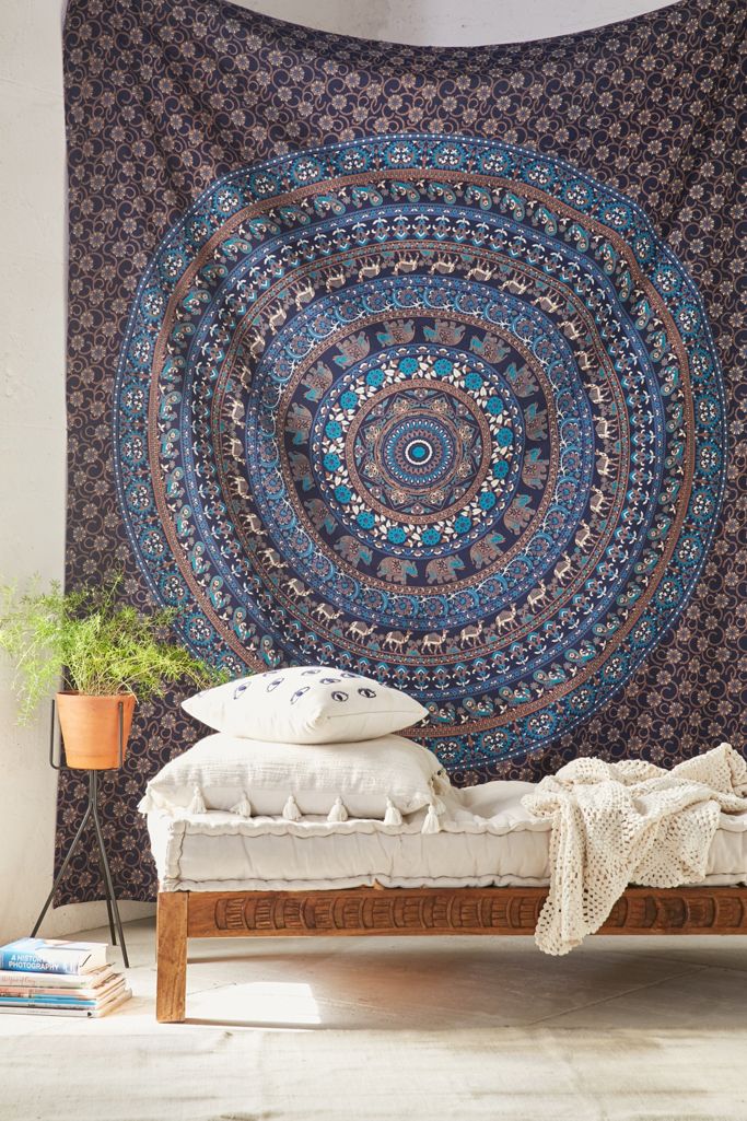 Magical Thinking Turquoise Elephant Medallion Tapestry Urban