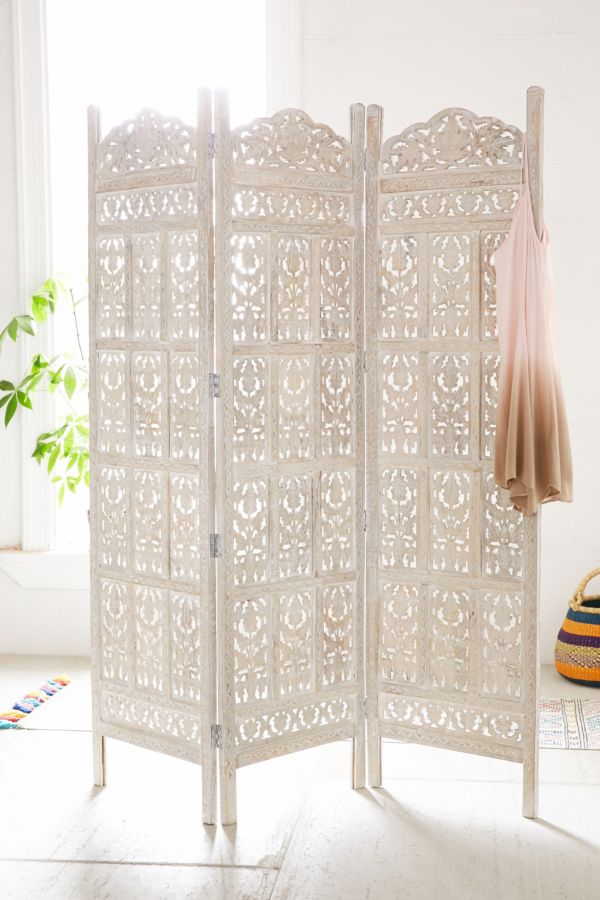 Amber Carved Wood Room Divider Screen