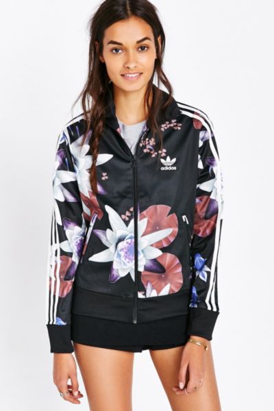 floral print adidas track jacket