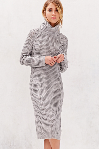 grey cowl neck sweater dress