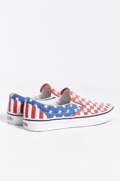 light blue slip on vans with checkered stripe