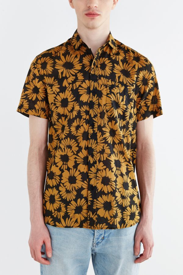 Koto Short-Sleeve Sunflower Breezy Button-Down Shirt | Urban Outfitters