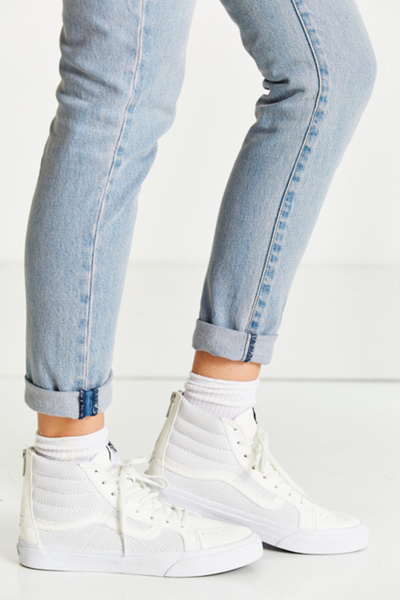 leather high top vans with zipper