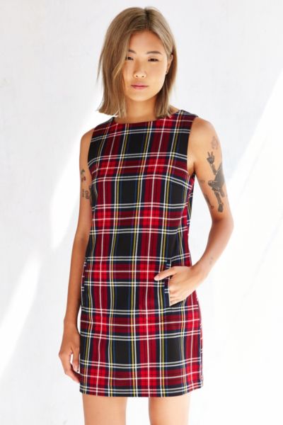 plaid shift dress