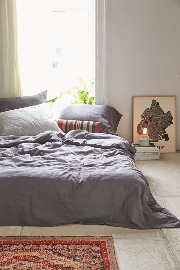 Assembly Home Linen Blend Duvet Cover Charcoal Urban Outfitters