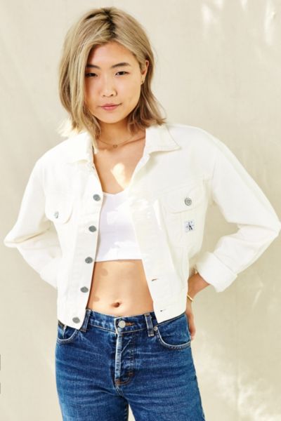 calvin klein white jean jacket