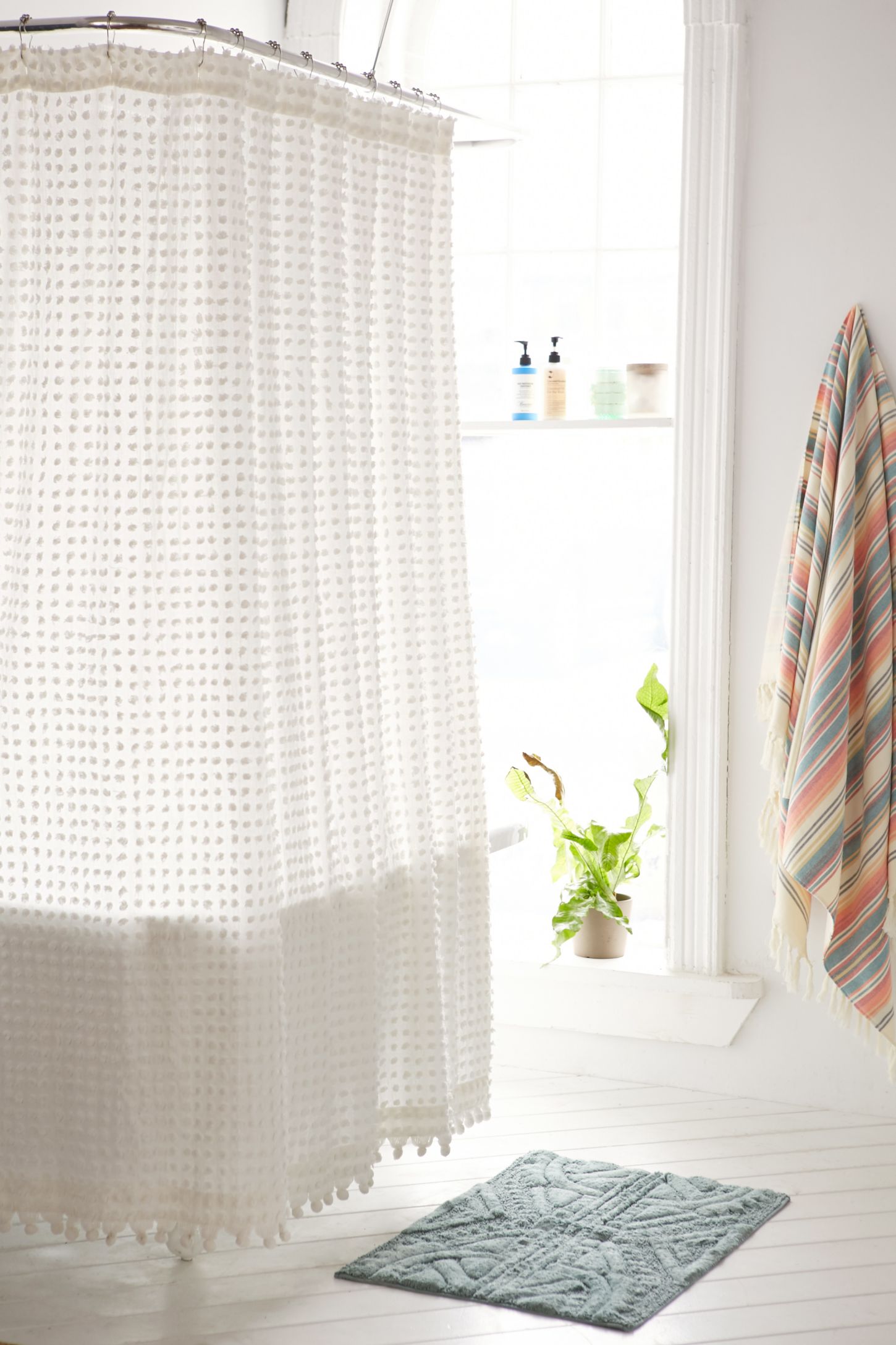 Plum Bow Pompom Dot Shower Curtain Urban Outfitters