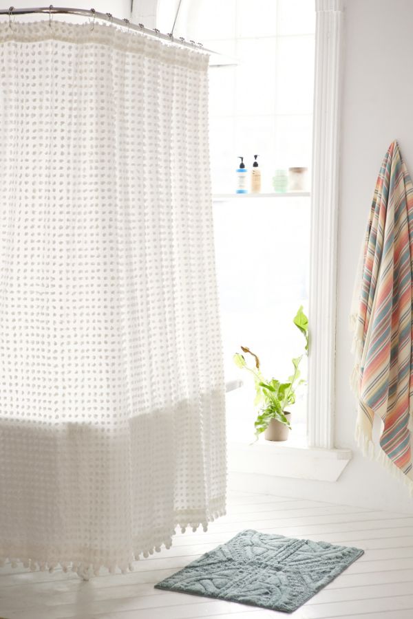 Plum Bow Pompom Dot Shower Curtain Urban Outfitters