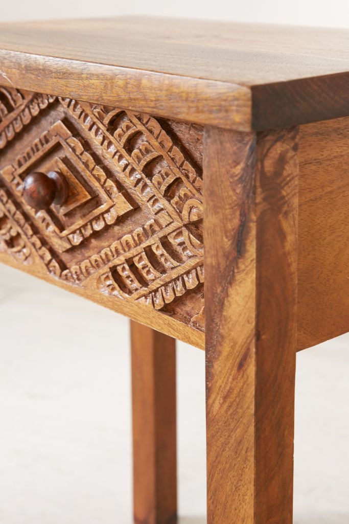 Amira Carved Wood Nightstand Urban Outfitters