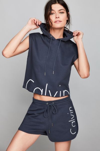 calvin klein modern cropped hoodie sweatshirt