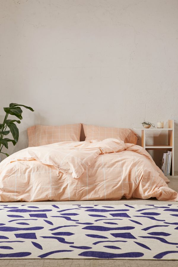 Wonky Grid Peach Duvet Cover Urban Outfitters