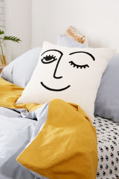 Winky Embroidered Pillow | Urban Outfitters