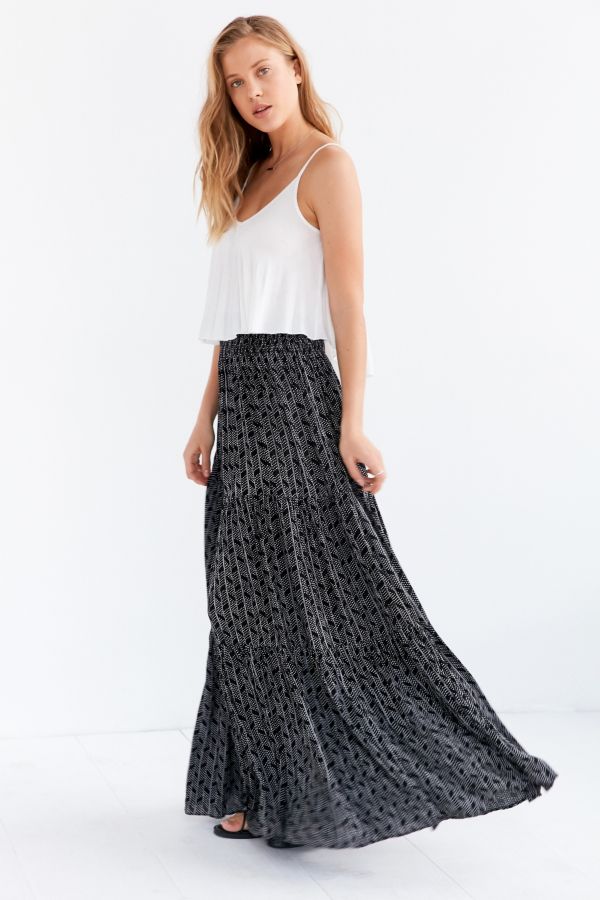 Ecote White Tiger Tiered Maxi Skirt Urban Outfitters Canada