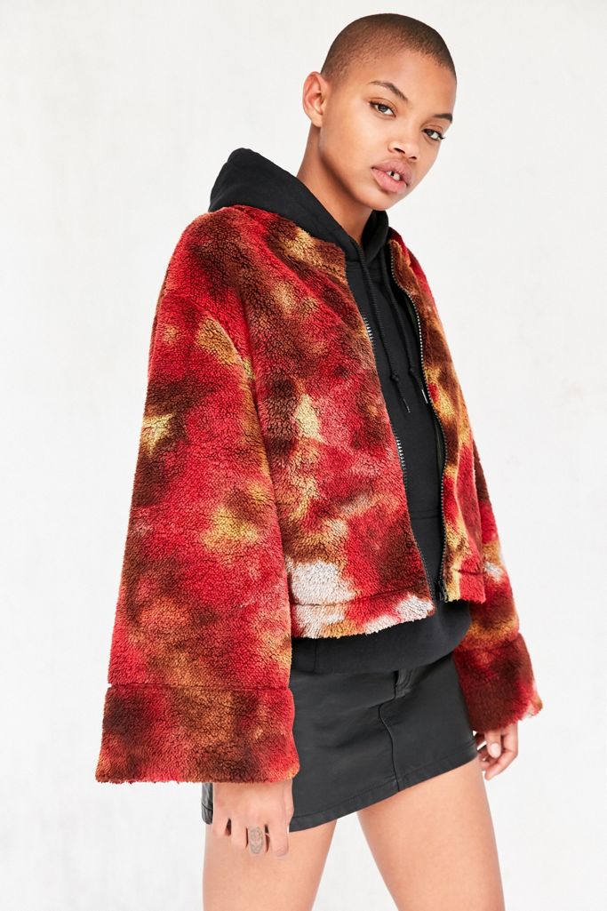 Without Walls Fuzzy TieDye ZipUp Jacket Urban Outfitters