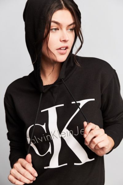 calvin klein cropped logo hoodie