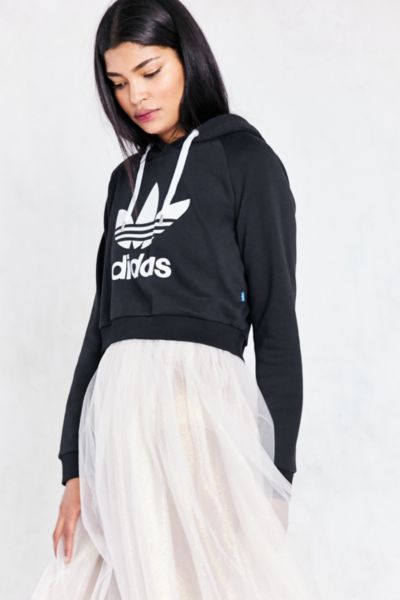 adidas originals trefoil crop hoodie