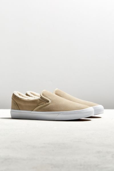 suede fleece slip on vans