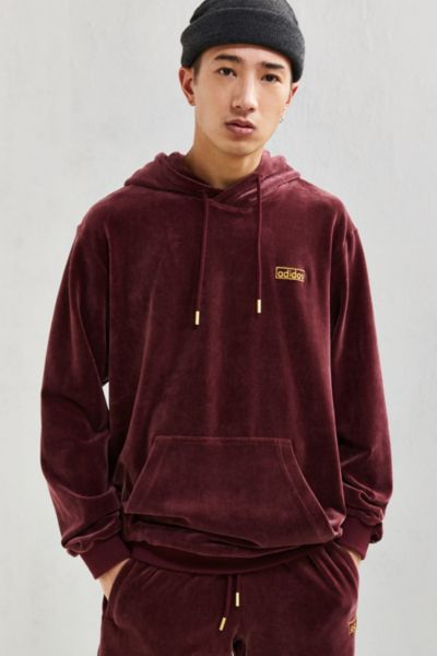 adidas velour hoodie maroon