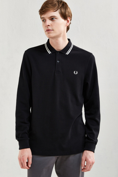 fred perry long sleeve twin tipped polo shirt