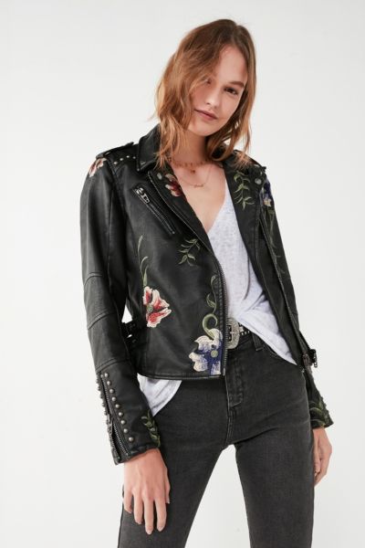 floral embroidered moto jacket