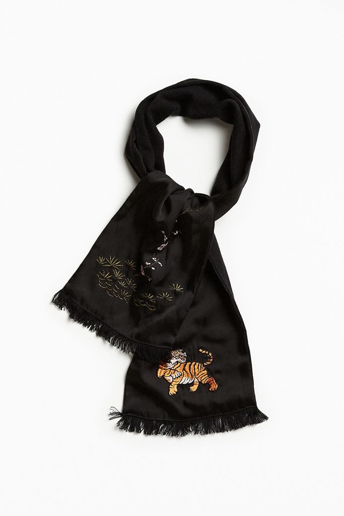Embroidered Tiger Scarf Urban Outfitters