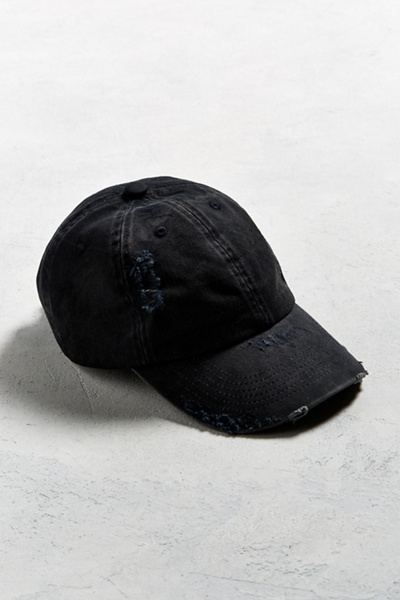 black distressed dad hat