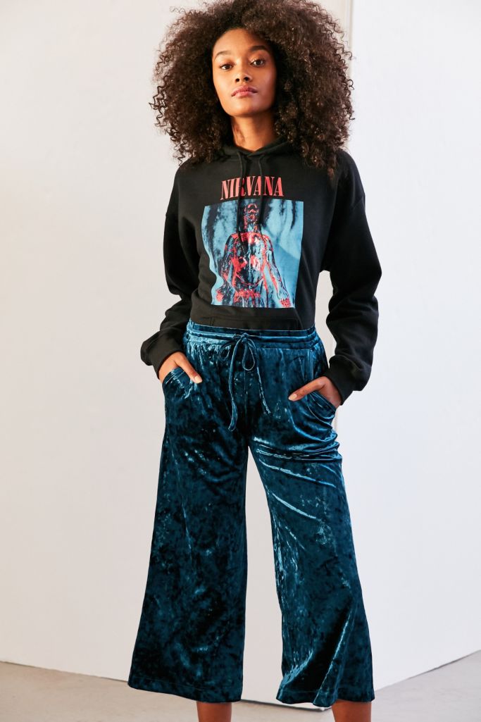 Silence + Noise Tabitha Crushed Velvet Culotte Pant Urban Outfitters