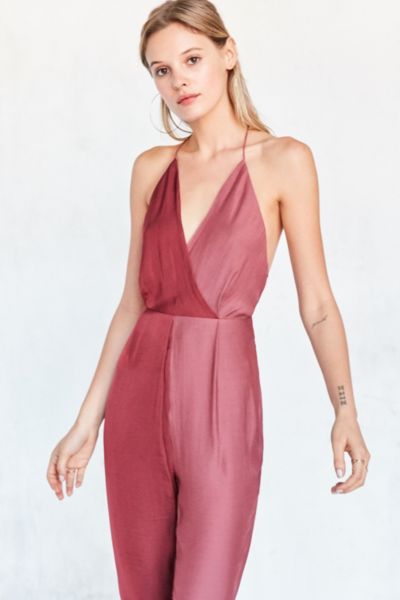 pink and red colorblock jumpsuit