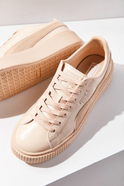 puma basket patent leather platform sneaker