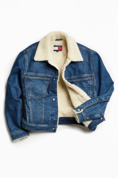 tommy jeans denim sherpa jacket