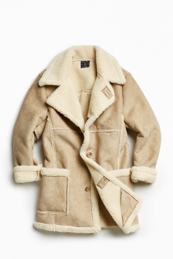 Uo Faux Shearling Barn Coat Urban Outfitters