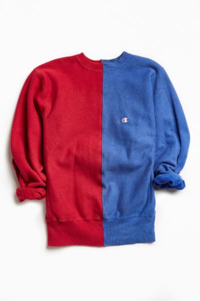 half blue half red hoodie