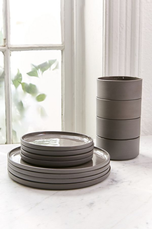 Slide View: 1: 12-Piece Modern Dinnerware Set