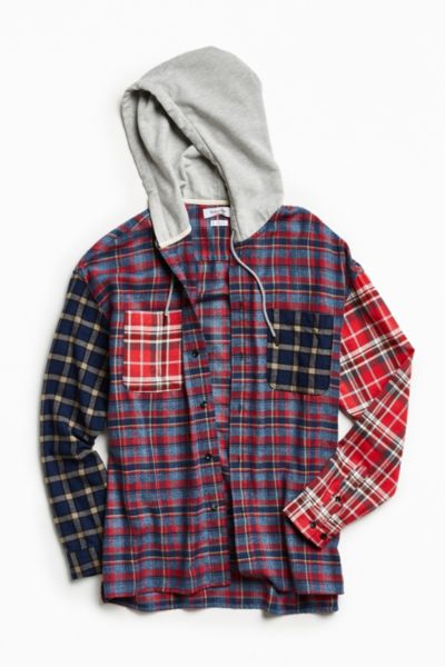 patchwork flannel hoodie