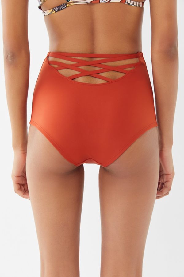 Out From Under Strappy Back Solid High Waisted Bikini Bottom Urban