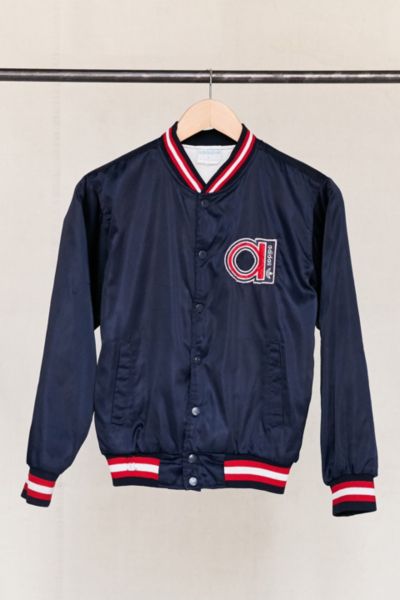 red and blue vintage adidas bomber jacket