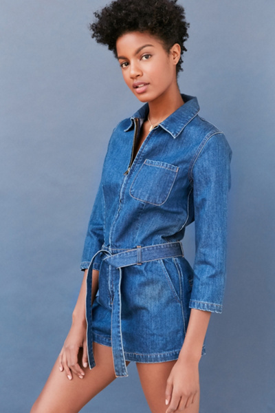 urban outfitters jean jumpsuit