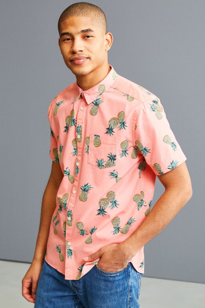 men's pineapple button down shirt