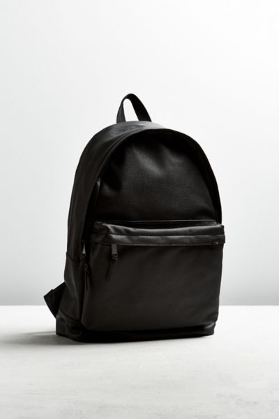 vegan leather black backpack