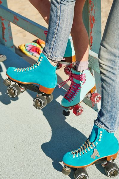 red suede roller skates