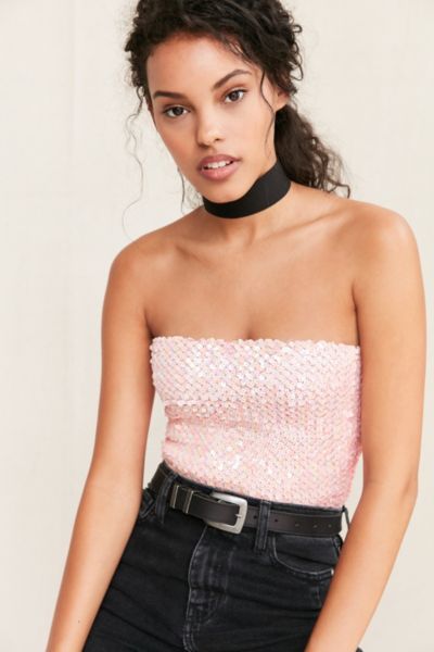 sparkly pink tube top