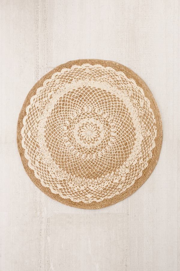 Gili Lace Print Round Jute Rug Urban Outfitters