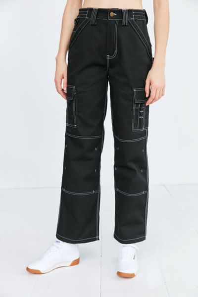 dickies black carpenter pants with white contrast stitching
